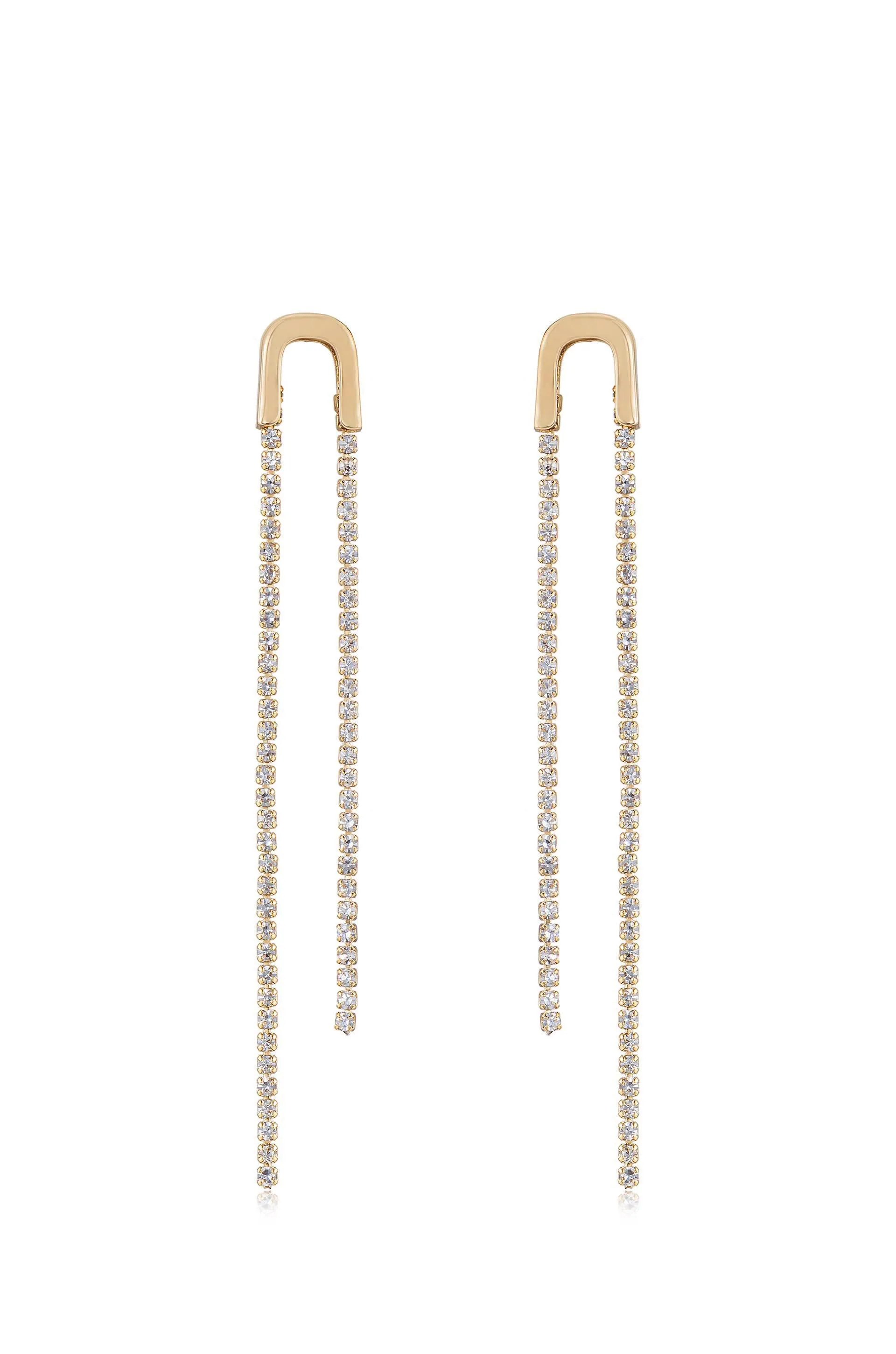 Double Crystal Chain Drop Earrings