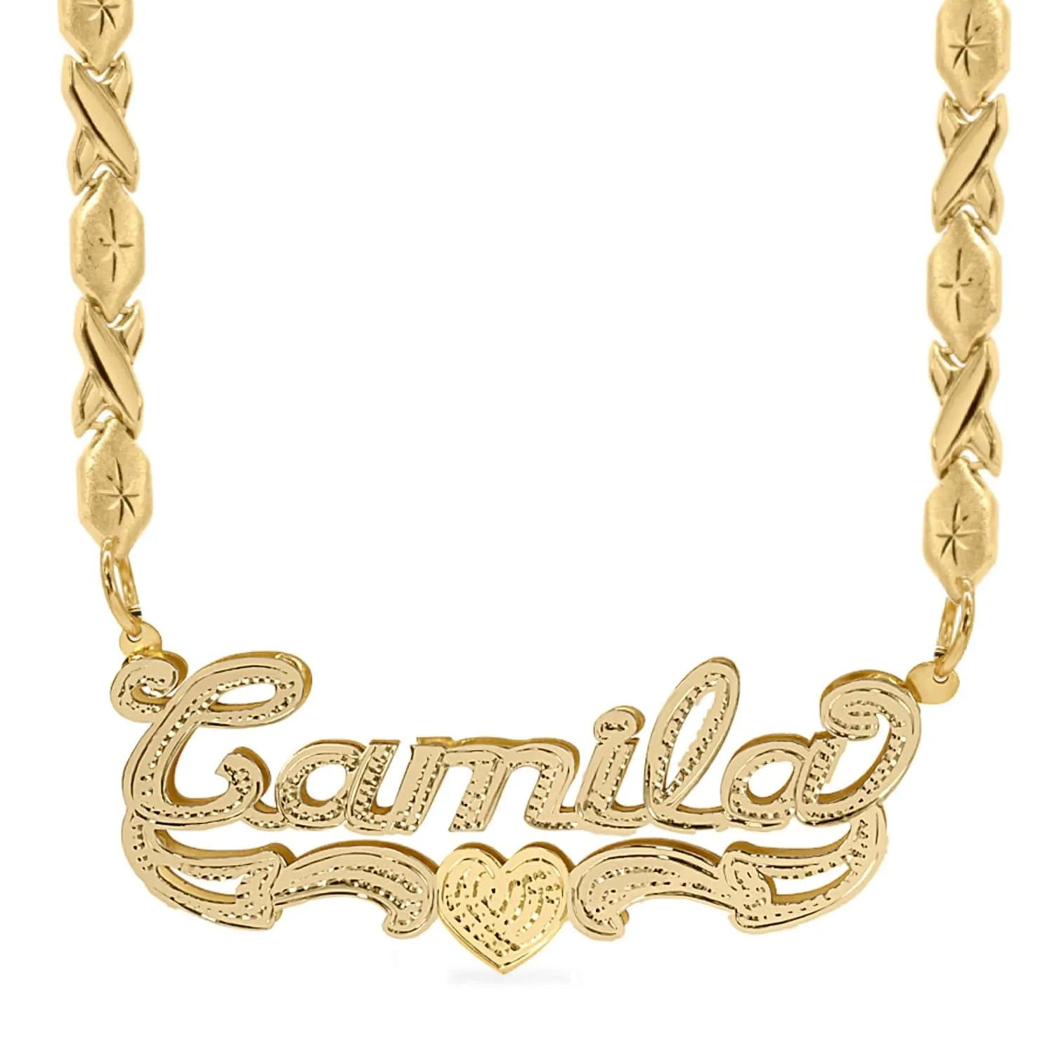 Double Plated Name Necklace Camila with Xoxo chain