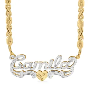 Double Plated Name Necklace Camila with Xoxo chain