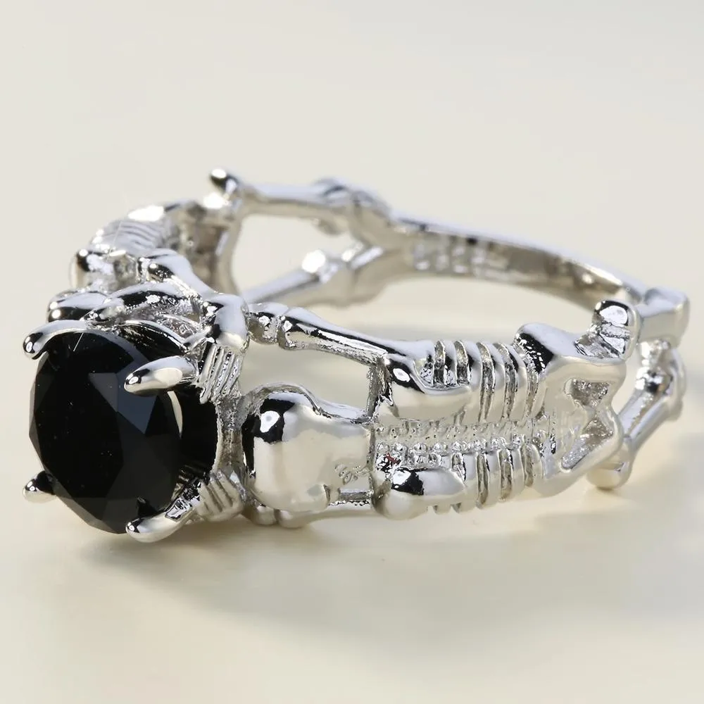 Double Skeleton Black Onyx Ring