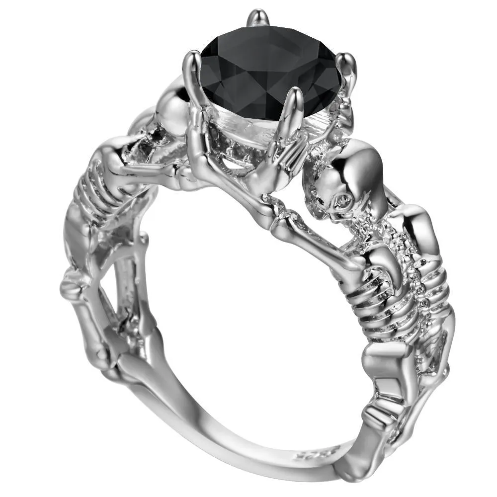 Double Skeleton Black Onyx Ring