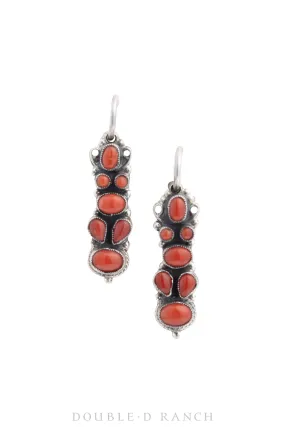 Earrings, Drop, Coral, Leo Feeney, Hallmark, Contemporary, 1458