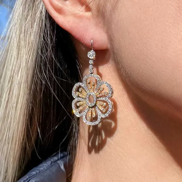 Estate Flower Drop Earrings