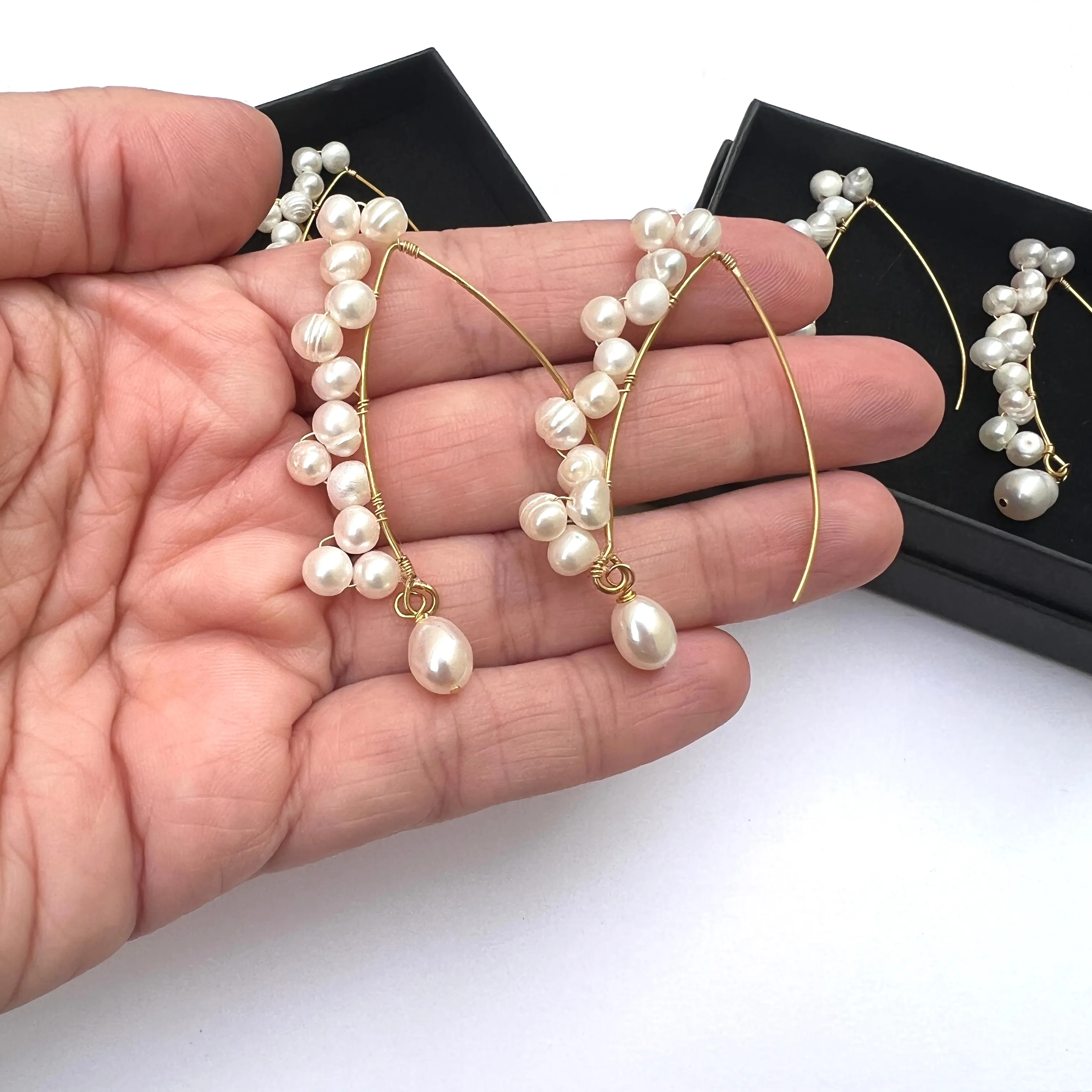 Freshwater Pearl Wrapped Drop Earrings