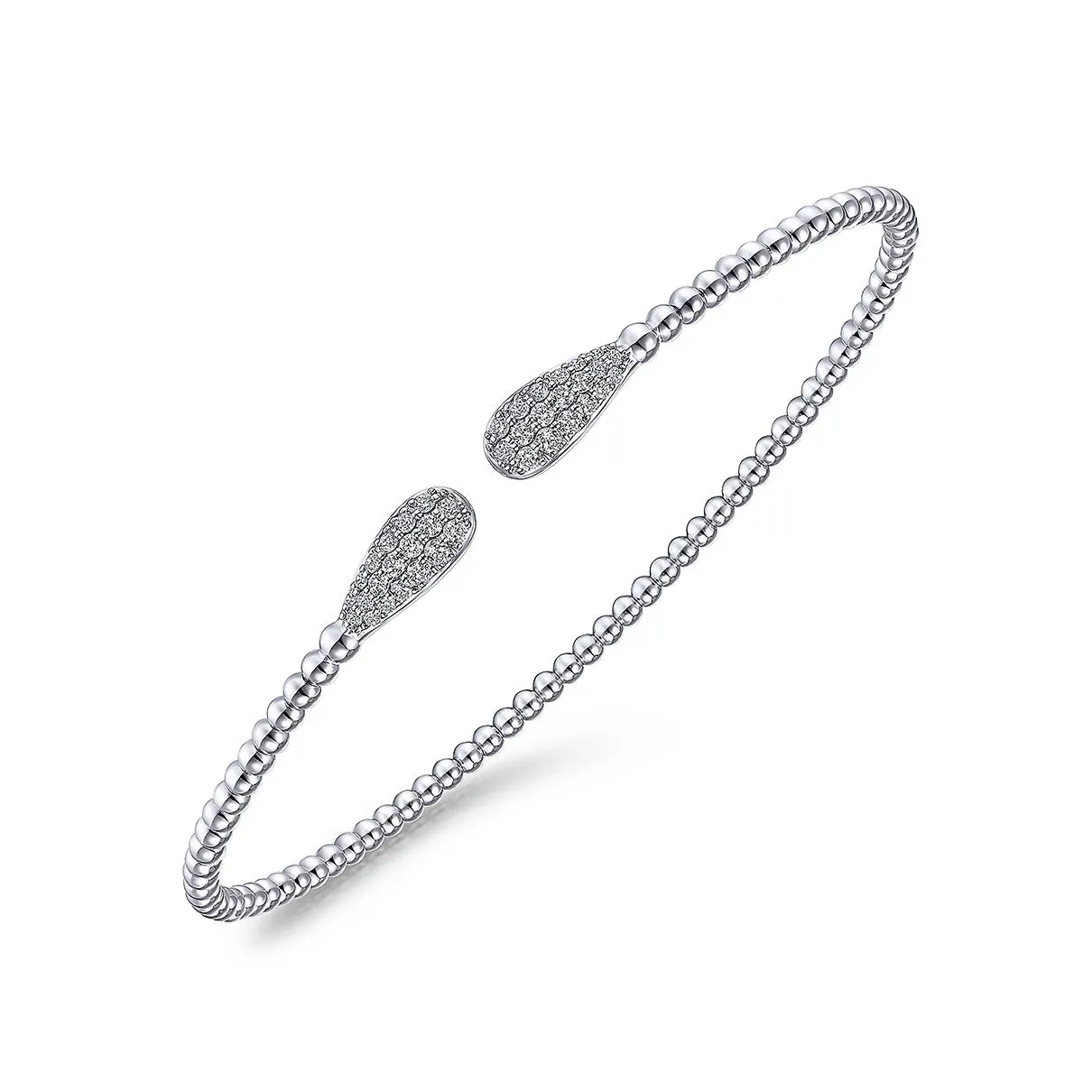 Gabriel 14K White Gold Bujukan Cuff Bracelet with Diamond Pave Teardrops