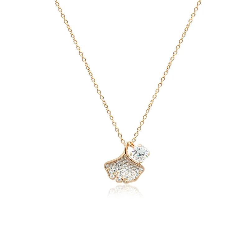 Gingko Leaf Cubic Zirconia Necklace