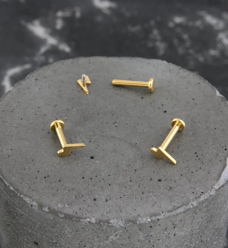 Gold PVD Electric Bolt Internally Threaded Titanium Labret