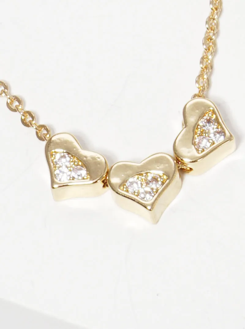 Gold Triple Heart Necklace