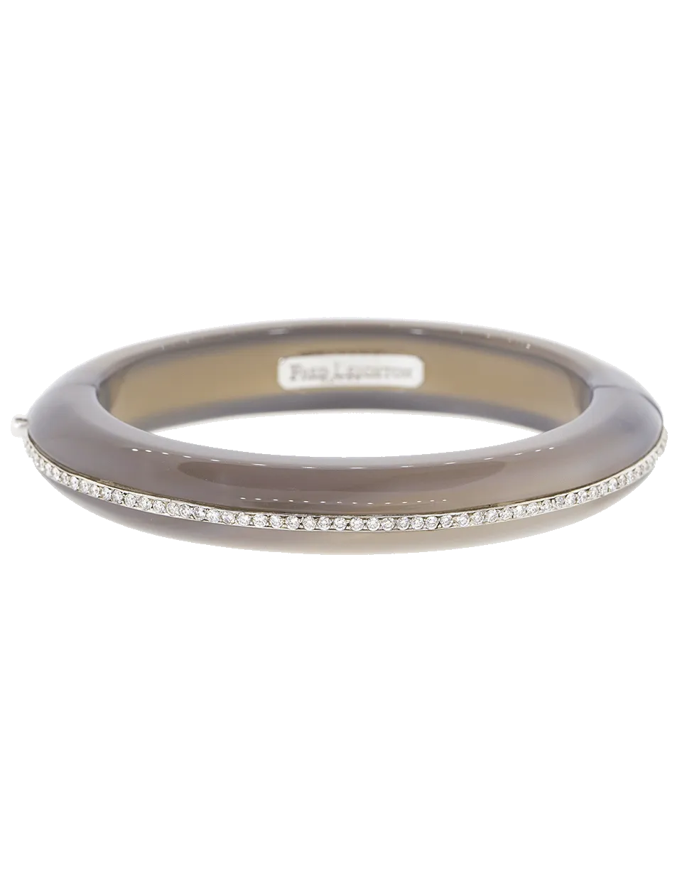 Grey Chalcedony Diamond Line Bangle Bracelet