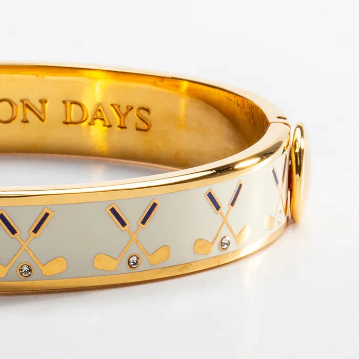 Halcyon -  Golf Club Cream & Gold Bangle 1cm