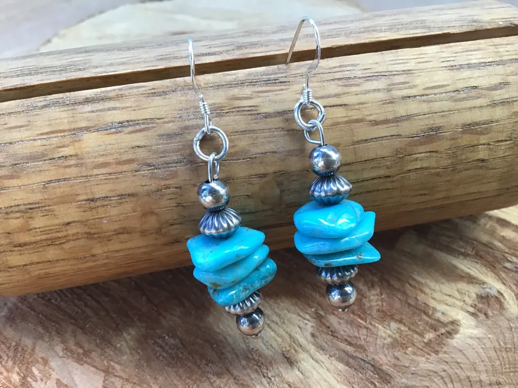 Handmade Turquoise &  Navajo Pearl Sterling Earrings