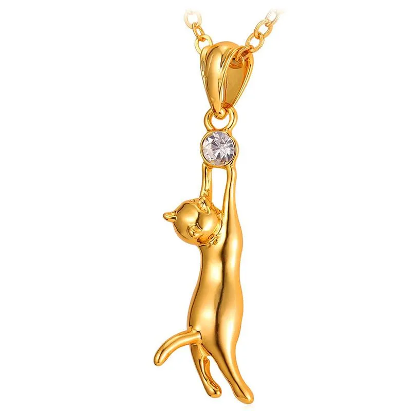 Hanging Cat Necklace (18K Gold or 925 Sterling Silver Plated)