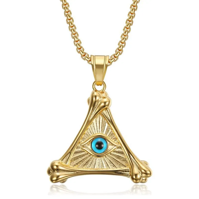 Hip Hop Demon Eye Evil Bone Triangle Pendant