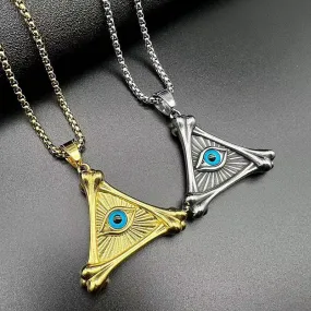 Hip Hop Demon Eye Evil Bone Triangle Pendant