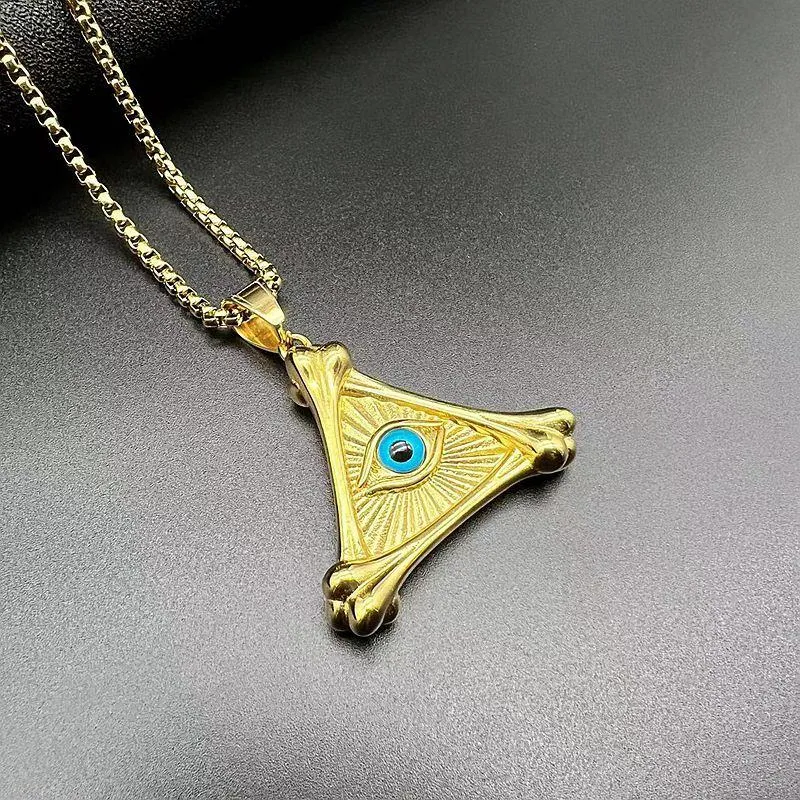 Hip Hop Demon Eye Evil Bone Triangle Pendant