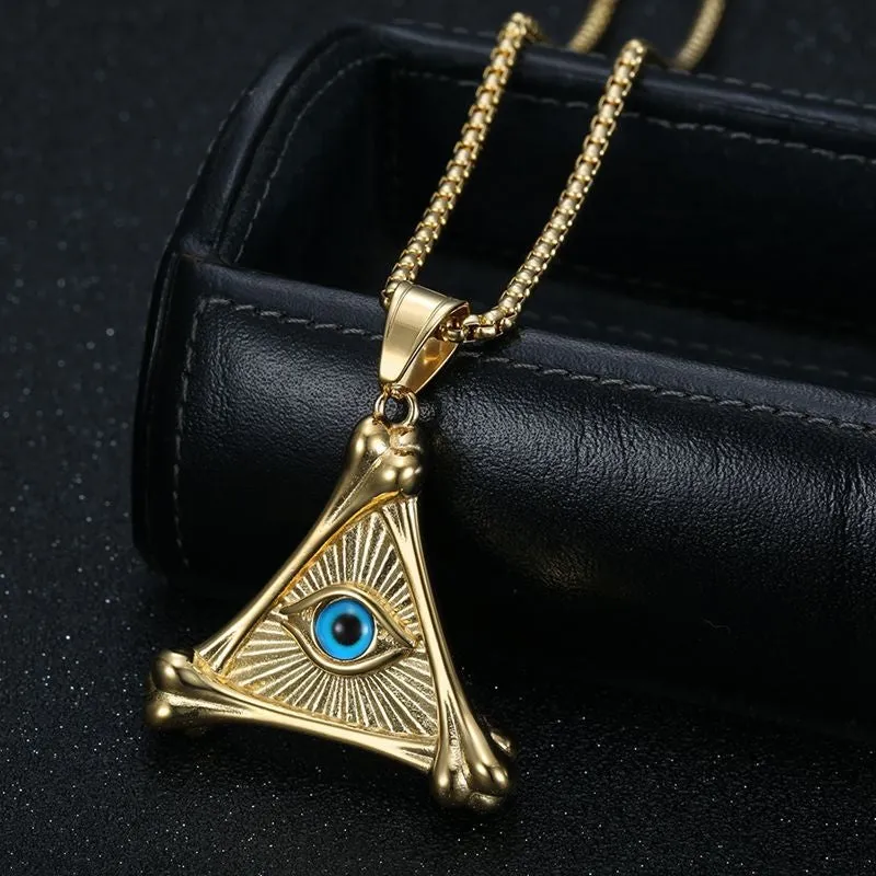 Hip Hop Demon Eye Evil Bone Triangle Pendant