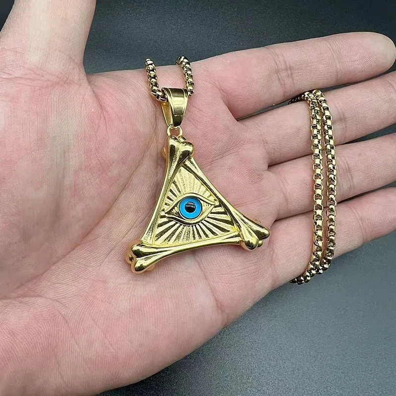 Hip Hop Demon Eye Evil Bone Triangle Pendant