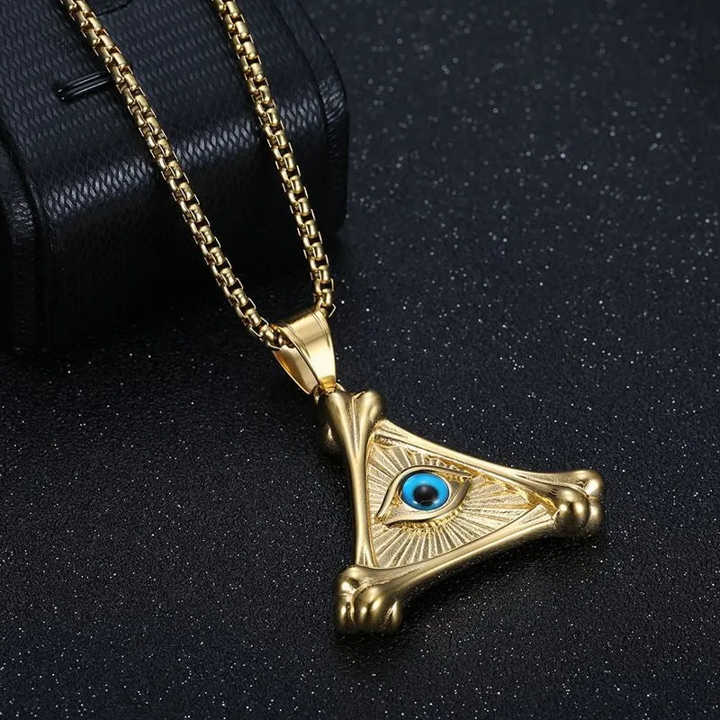 Hip Hop Demon Eye Evil Bone Triangle Pendant