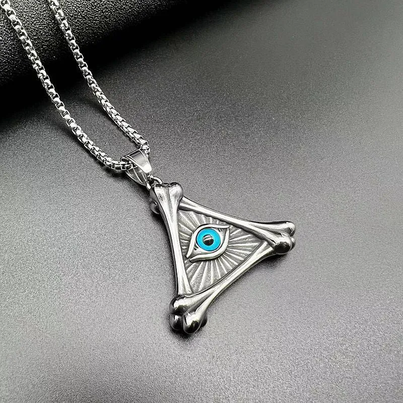 Hip Hop Demon Eye Evil Bone Triangle Pendant