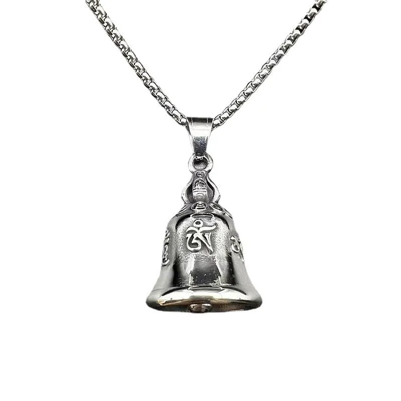 Hip Hop Titanium Steel Sanskrit Six Character True Word Exorcism Lucky Riding Bell Pendant