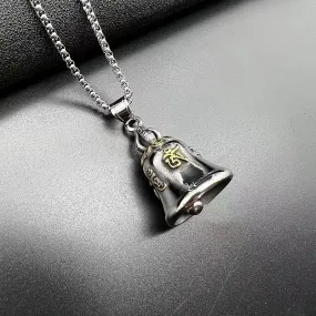 Hip Hop Titanium Steel Sanskrit Six Character True Word Exorcism Lucky Riding Bell Pendant