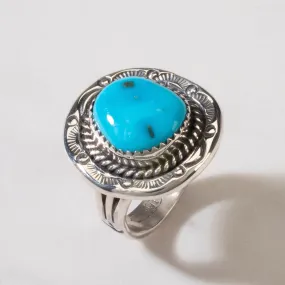 Joe Piaso Jr. Sleeping Beauty Turquoise Navajo USA Native American Made 925 Sterling Silver Ring