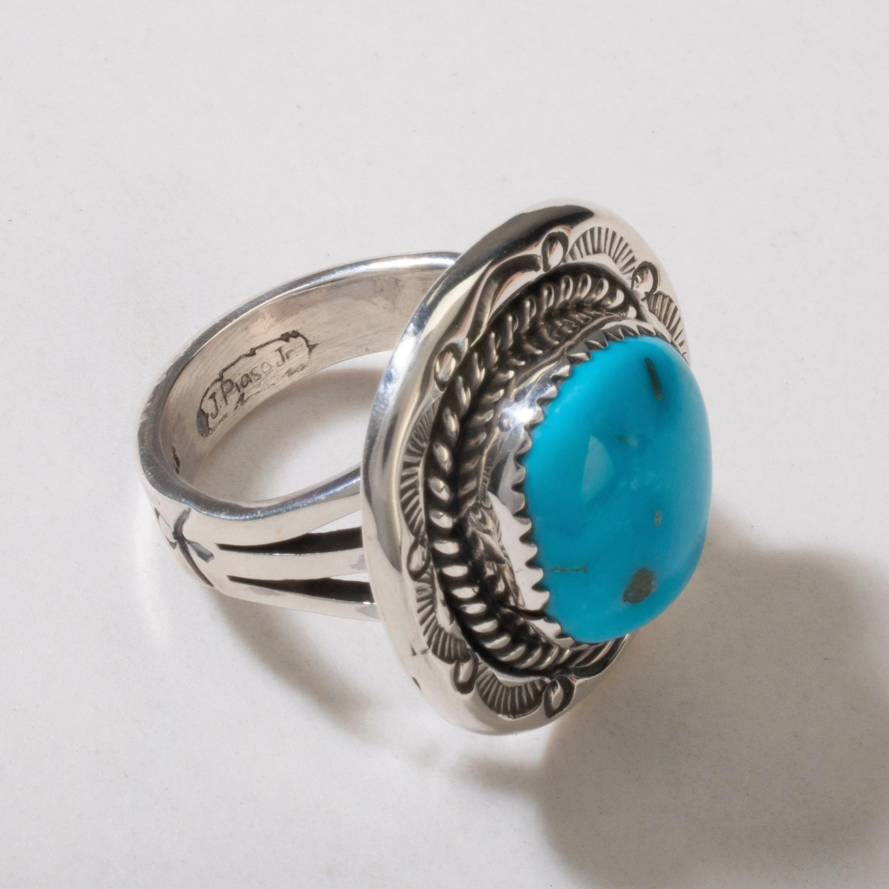 Joe Piaso Jr. Sleeping Beauty Turquoise Navajo USA Native American Made 925 Sterling Silver Ring