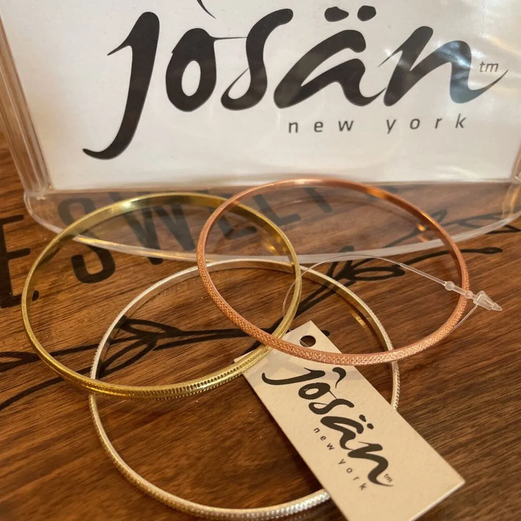 Josan Tri-Color Textured Bangle Set