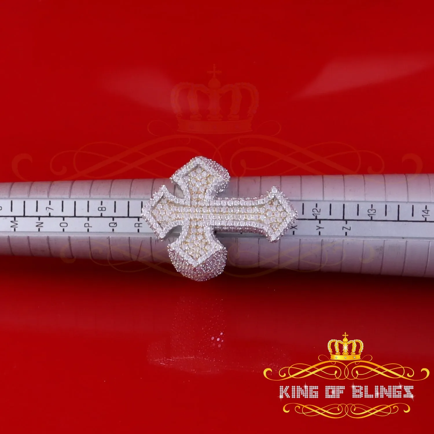 King of Bling's New Men's 925 Sterling Silver 5.50ct VVS D Moissanite White Cross Rings Size 10