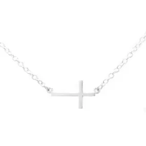 Ladies Silver Sideways Cross