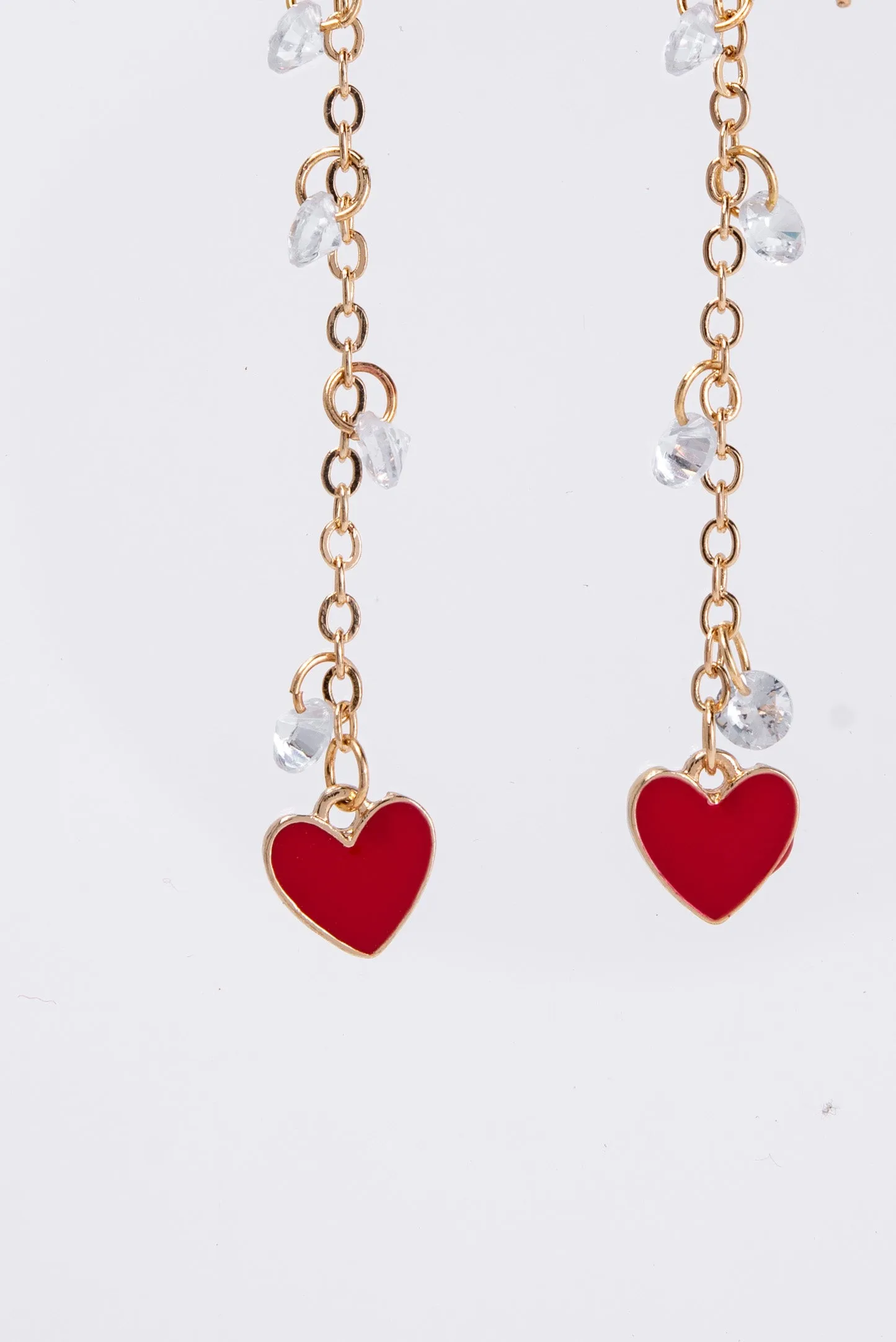 Lainey Enamel Heart Chain Drop Earrings