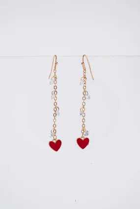 Lainey Enamel Heart Chain Drop Earrings