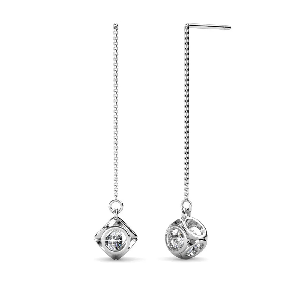 Lena 18k White Gold Drop Earrings with Swarovski Crystals