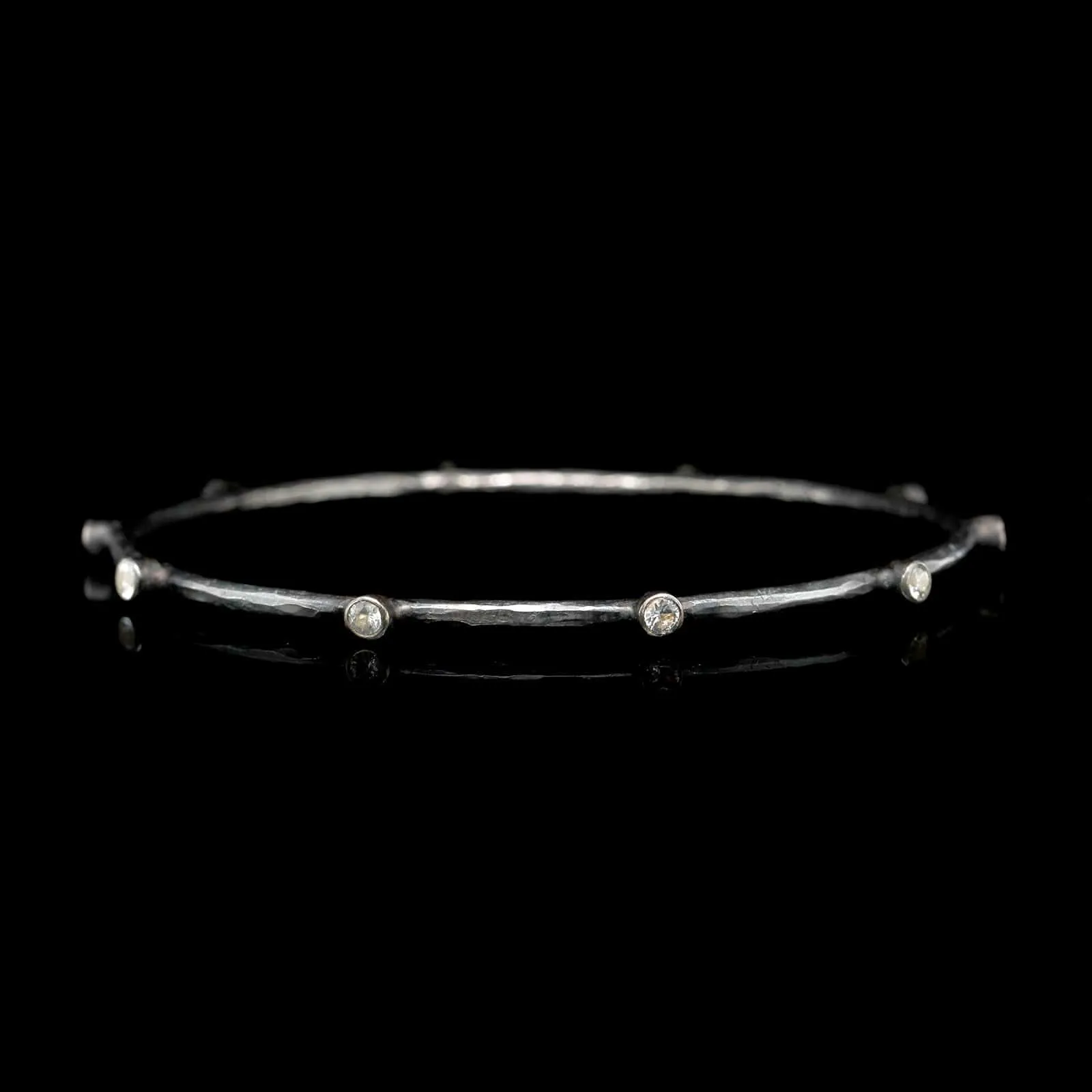 Lika Behar Oxidized Sterling Silver White Sapphire Bangle Bracelet