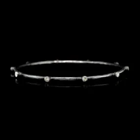 Lika Behar Oxidized Sterling Silver White Sapphire Bangle Bracelet