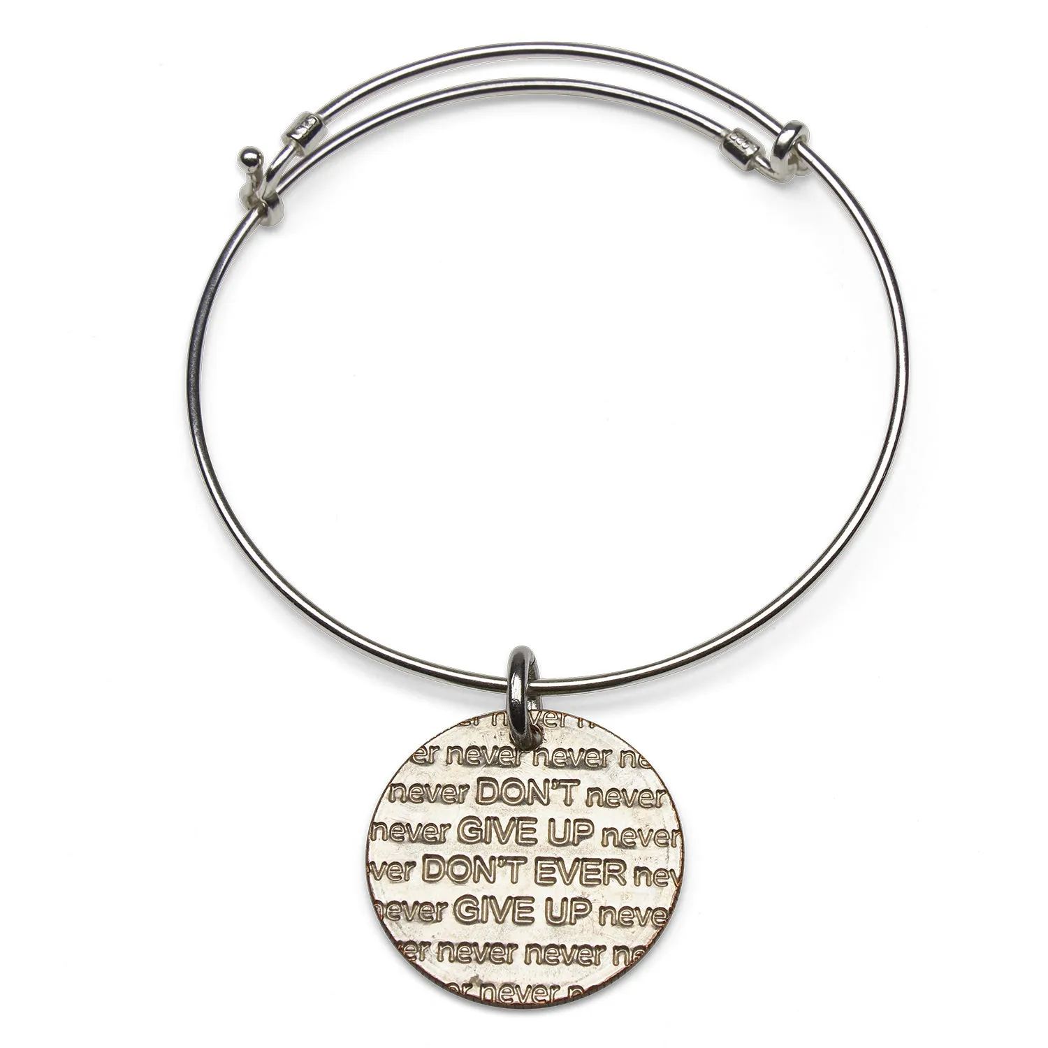 Mariamor Don't Give Up Quarter Adjustable Bangle, Sterling Silver