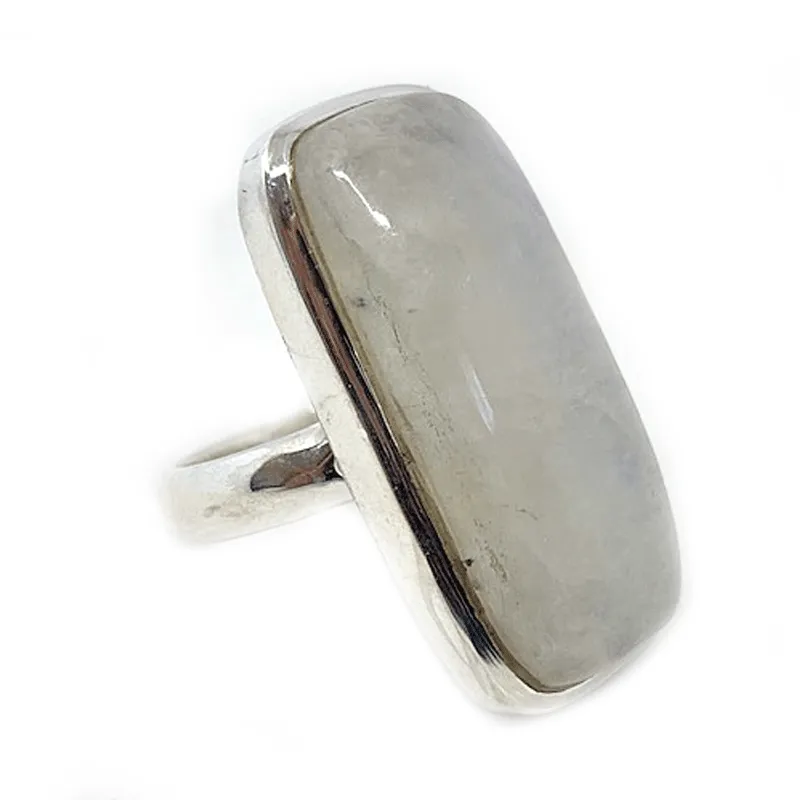 Moonstone Classic Rectangle Silver Ring