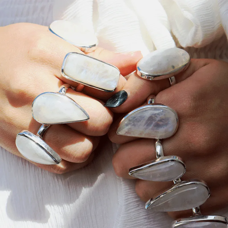 Moonstone Classic Rectangle Silver Ring