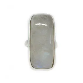 Moonstone Classic Rectangle Silver Ring