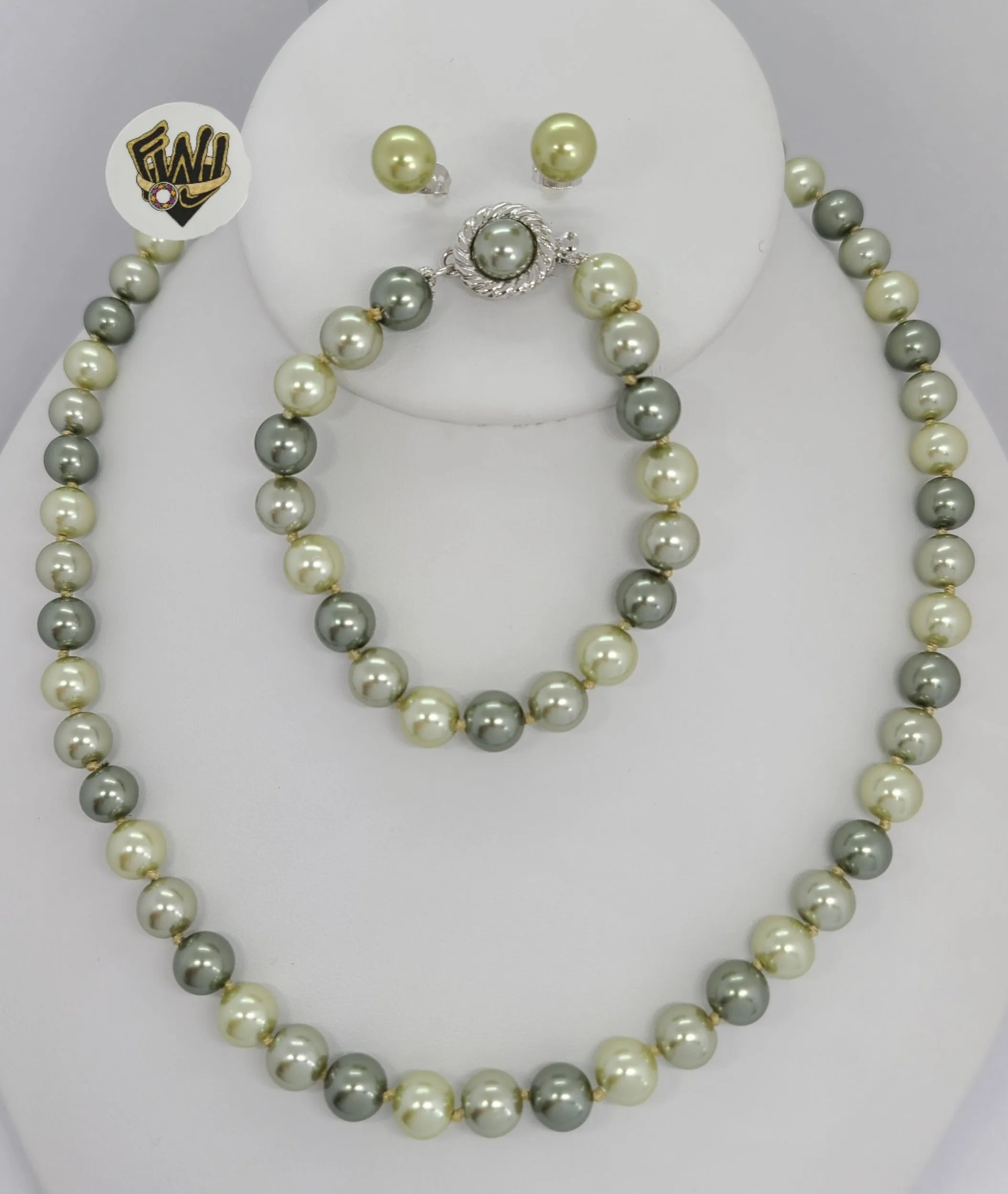 (MSET-39) Gold Laminate - 8mm Mallorca Pearls Set - BGF