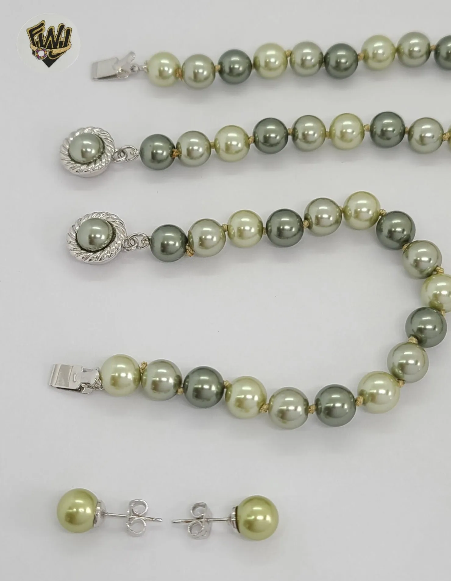 (MSET-39) Gold Laminate - 8mm Mallorca Pearls Set - BGF