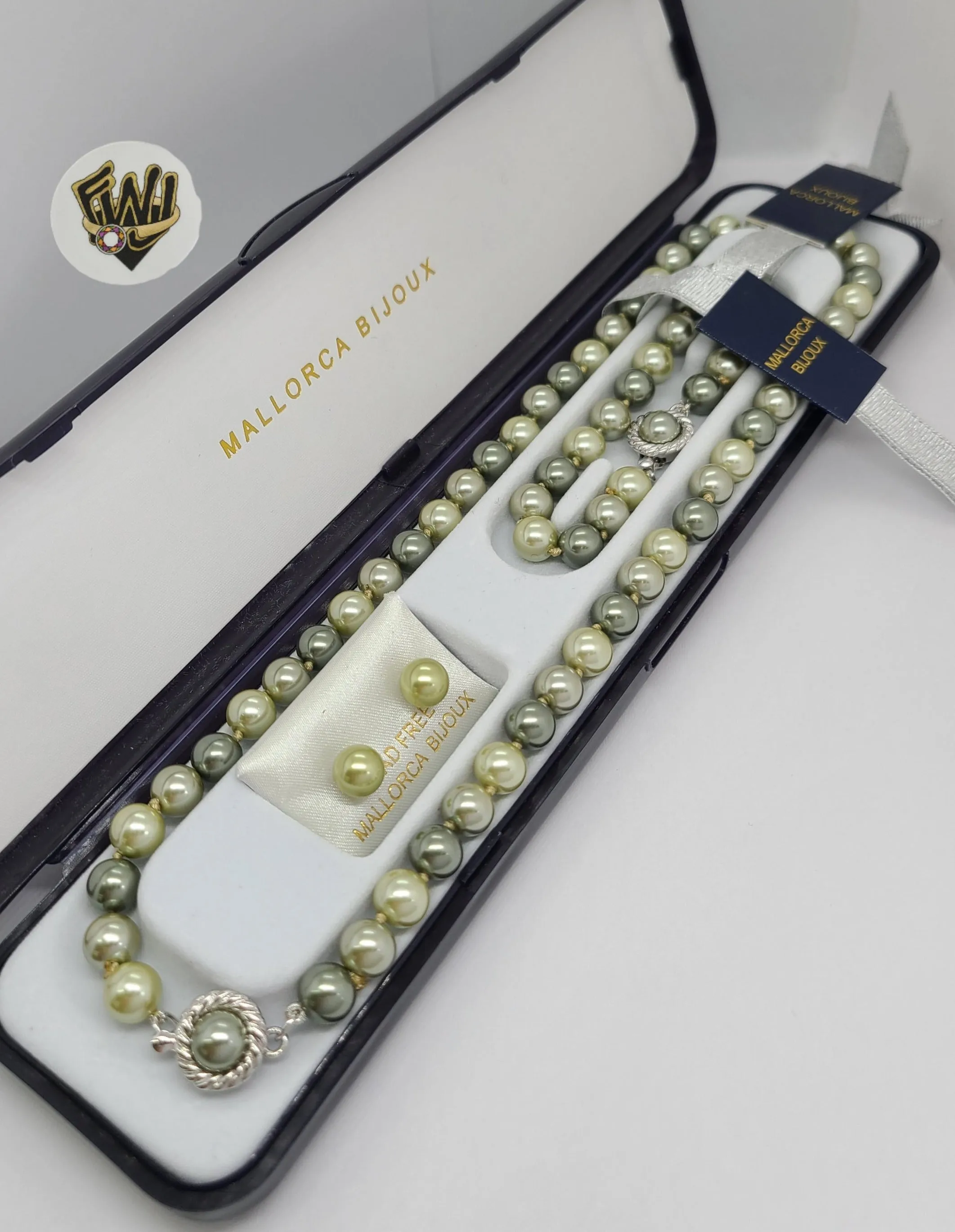 (MSET-39) Gold Laminate - 8mm Mallorca Pearls Set - BGF