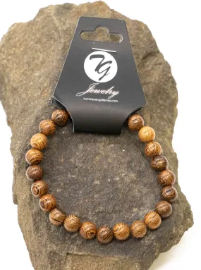 Natural Wood 8mm Beaded Stretch Bracelet