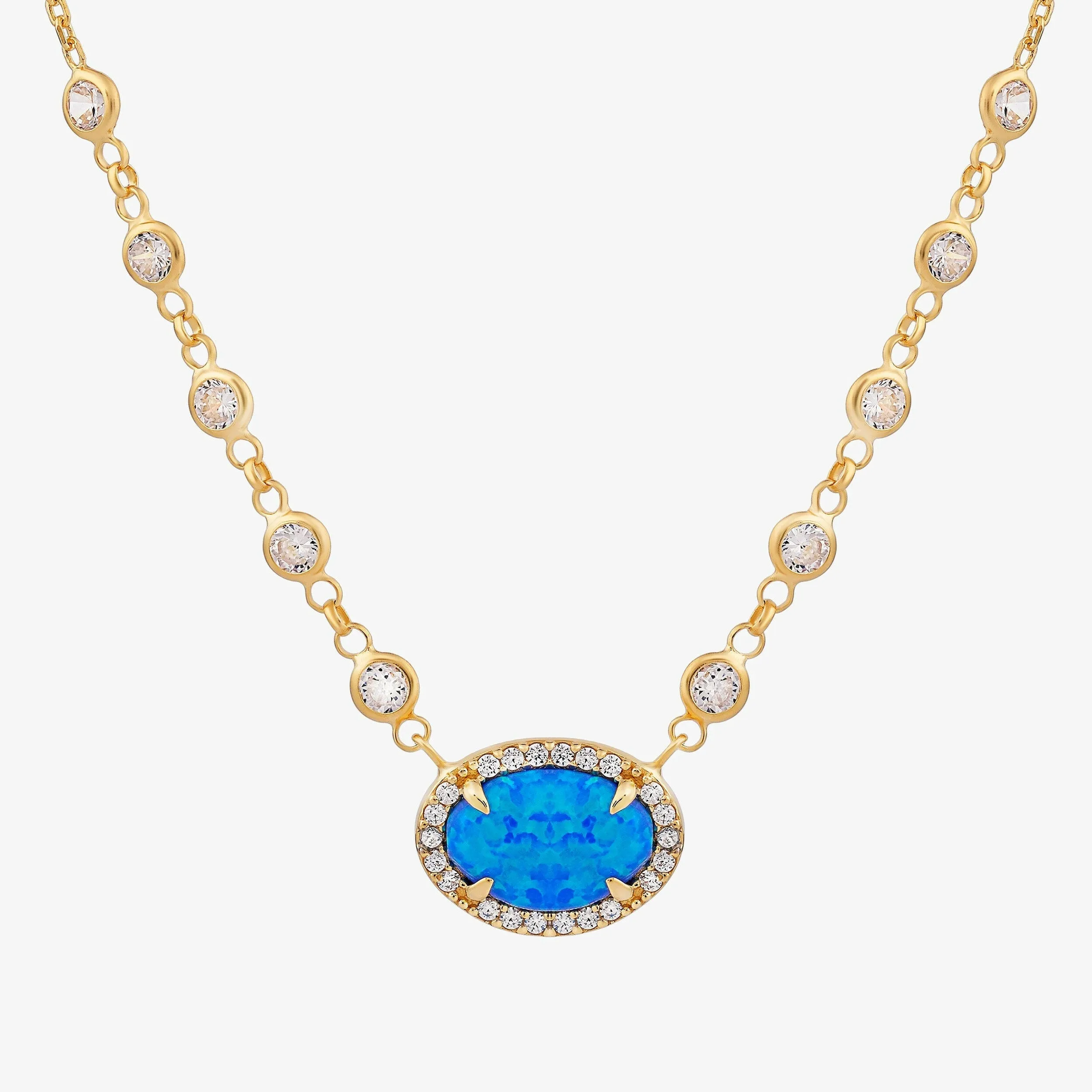 Oval Opal Necklace | 18K Gold Vermeil