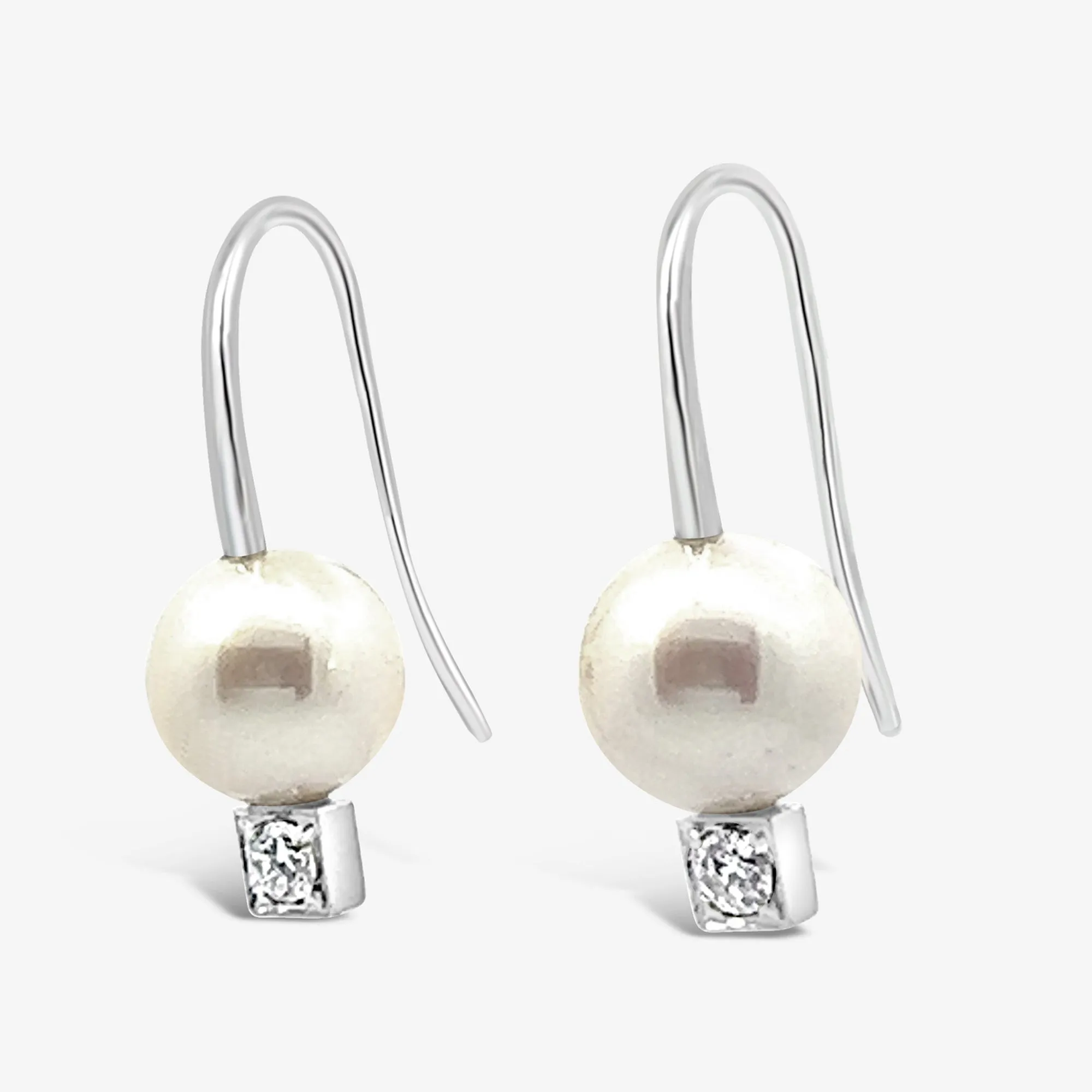 Pearl & Diamond Drop Earrings