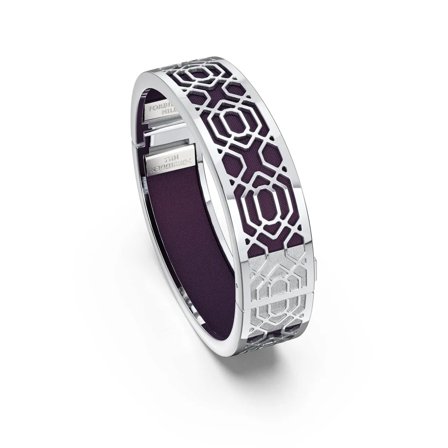 Peranakan Grace Bangle - Deep Plum - Sterling Silver