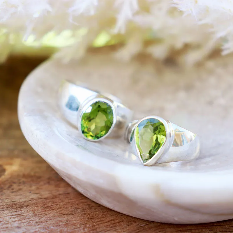 Peridot Oval Gemstone Boho Ring