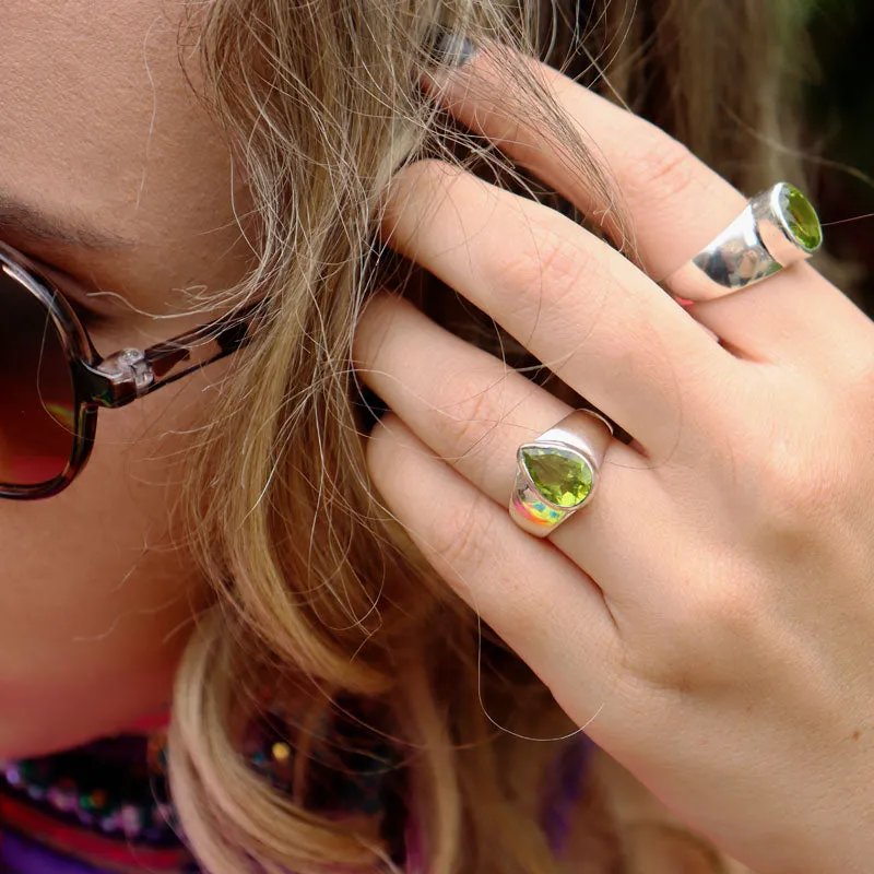 Peridot Oval Gemstone Boho Ring