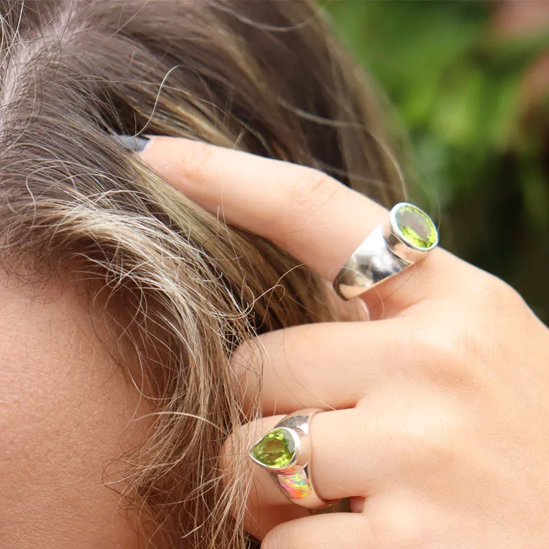 Peridot Oval Gemstone Boho Ring