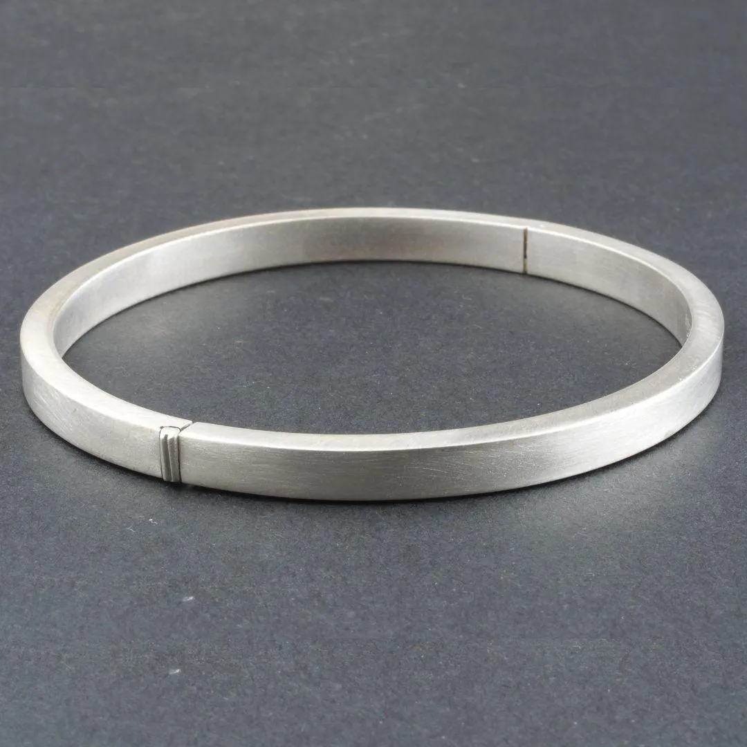 Personalised Satin Silver 5mm Square Cut Bangle